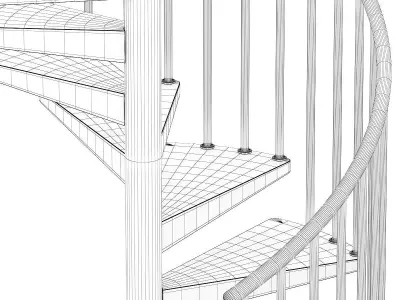 Black Narrow Spiral Stairs 3D model