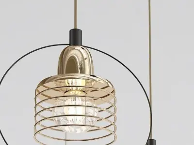FESTER pendant light with five glass globes hanging from it 3D model
