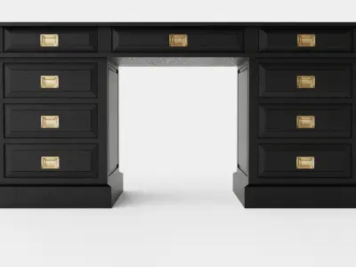 Wall Street desk black oak Low-poly 3D model