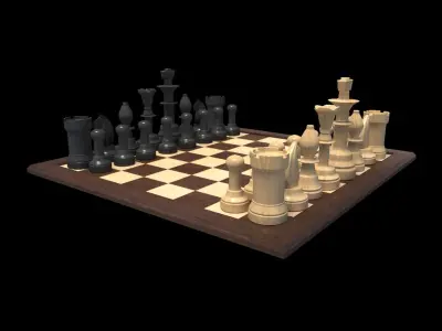 Chess Coins Wooden Set Free low-poly 3D model