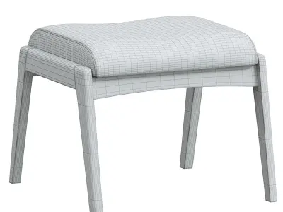 Roxy Walnut Wood Ottoman 3D model