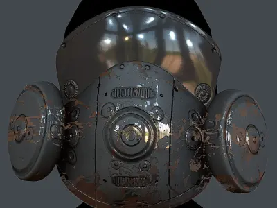 Gas mask helmet 3d model scifi Low-poly Low-poly 3D model 11