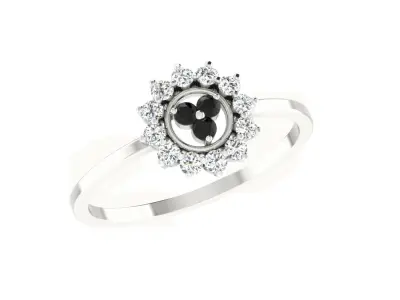 Light Weight White Gold Diamond Ring  -EZ LR-06 3D print model