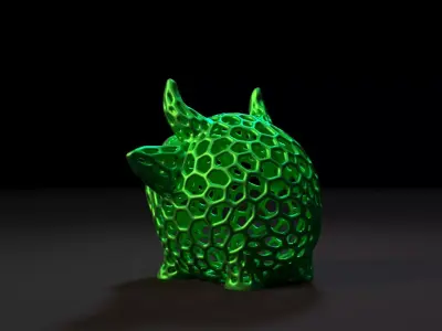 Bull in the form of a ball Voronoi 3D print model