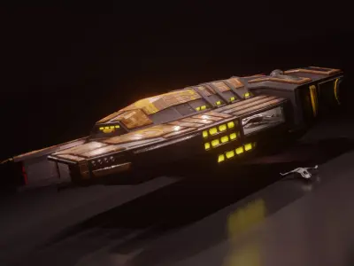 Game-Ready Spaceship - Low Poly Stylized Sci-Fi Low-poly 3D model