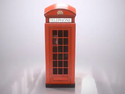 Red Phone Booth Low-poly 3D model