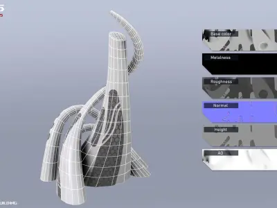 Scifi building Low-poly 3D model buy