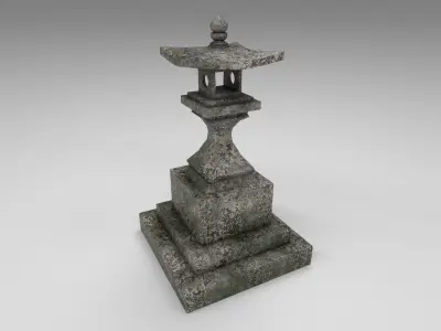 Japanese stone  lantern B Low-poly 3D model