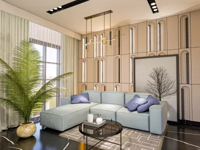 LIVING AREA BACK WALL DESIGN 3D model