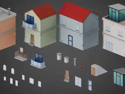 City Buildings Low-poly 3D model