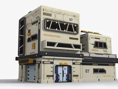 Factory Industrial Sci Fi x4 Low-poly 3D model