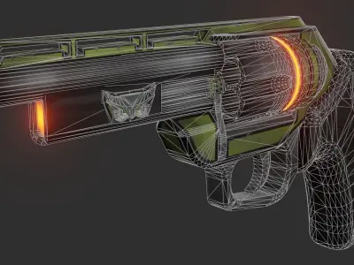 Sci-fi revolver Low-poly 3D model