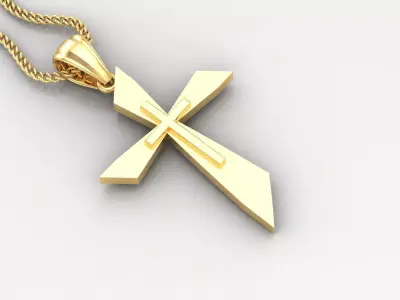 Light Gold 18K Cross Pendant 2CP026 3D print model