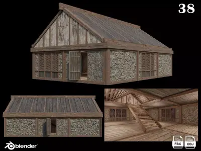 Medieval Houses 38- 4K Textures Game Ready Low-poly 3D model