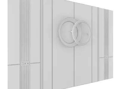 Panel two wedding rings on wooden door 3D model
