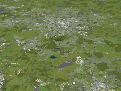 Leeds 50x50km 3D City Map 3D model