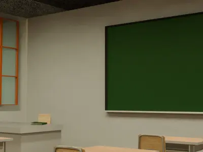 Japanese classroom Low-poly 3D model