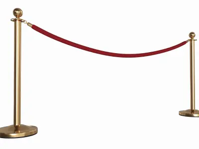 Barrier post classic with velvet rope 3D model