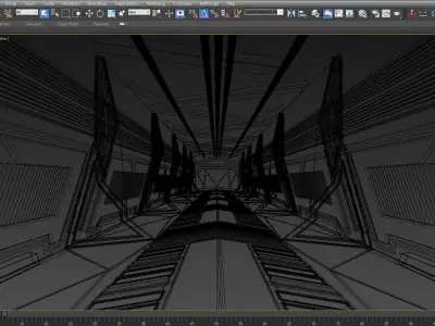 SCI FI INTERIOR SCENE SPACE SHIP CORRIDOR Low-poly 3D model