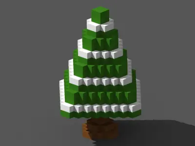 Xmas Tree Voxel - 4 Low-poly 3D model