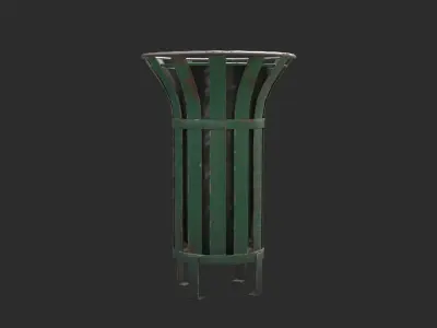 Street Trash Bin Low-poly 3D model