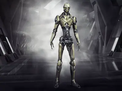 Robo Skeleton Cyborg Full Character Low-poly 3D model