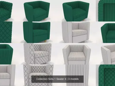 Collection Sofa 1 Seater 4 3D Model Pack