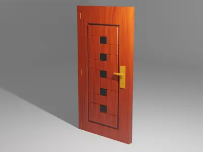 wooden door Low-poly 3D model get