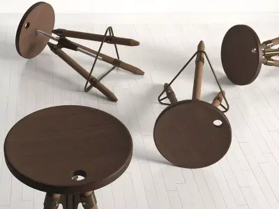 Ello stool with wooden base 3D model