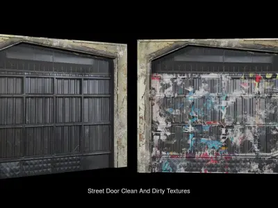 9 Street Doors Clean And Dirty Textures 3D Model Pack