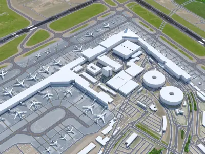 Helsinki Airport 15km Low-poly 3D model