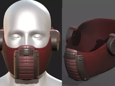 Gas mask helmet scifi futuristic respirator  Low-poly 3D model