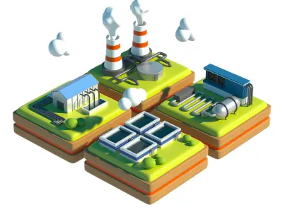 C4D model - energy scenario elements 3D model