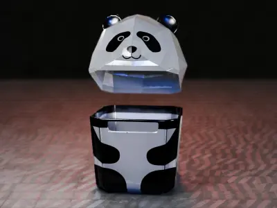 Panda Trash Can Low poly 3D model