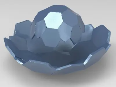 Dodecahedron sci fi surface Low-poly 3D model