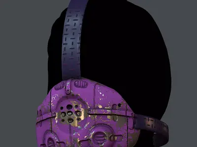 Gas mask helmet 3d model scifi Low-poly  Low-poly 3D model