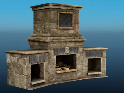 Outdoor Fireplace 1 Low-poly 3D model