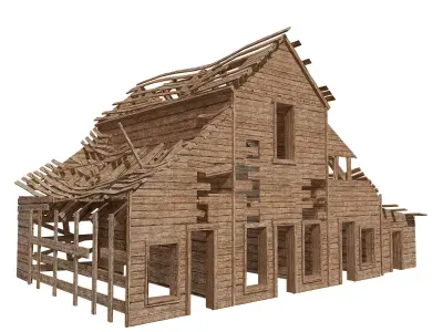 Wooden abandoned old raw barn da1 Low-poly 3D model purchase