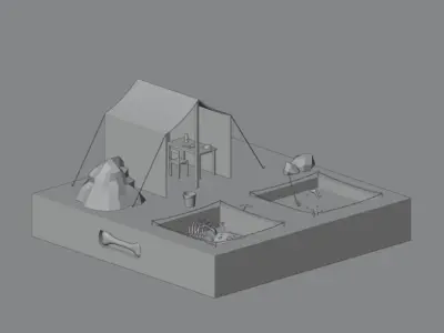 Archaeological site Low-poly 3D model