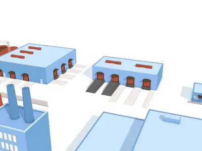 Cartoon City Buildings Kitbash - simple polygons 3D model