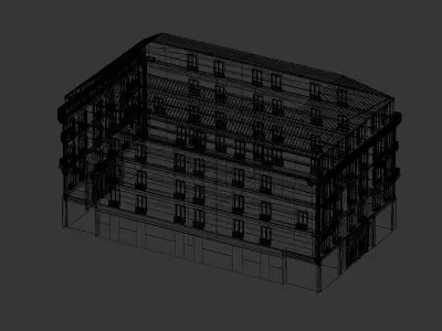 Classic five-story apartment building 3D model