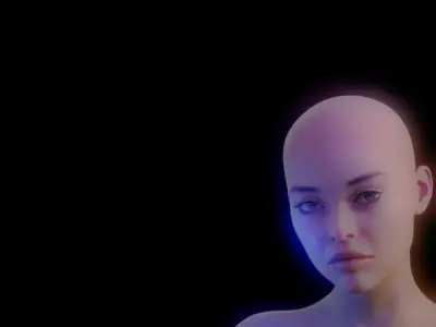 REALISTIC FEMALE CHARACTER WITH CHROME STRUCTURES  3D model