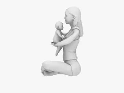 Mother and baby 3D print model