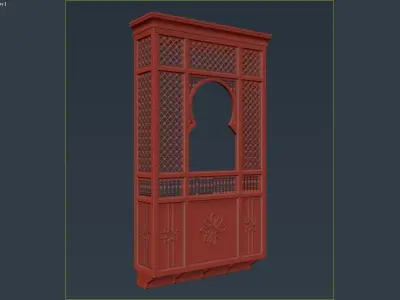 Mashrabiya 2 wooden door with decorative carvings 3D model