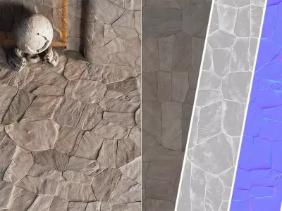 H71 Slate Stone Floor - PBR - 4K Low-poly 3D model