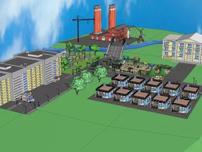 Town-city  Low-poly 3D model