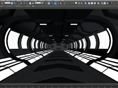 SCI FI INTERIOR SCENE SPACE SHIP Low-poly 3D model
