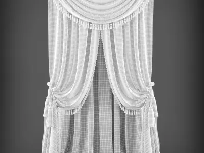Curtain with flowers Low-poly 3D model