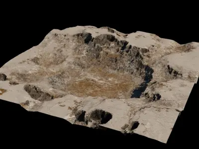 Crater 3D model rock formation in desert Low-poly 3D model