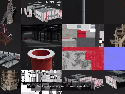 Steel works factory warehouse 3D Model Pack